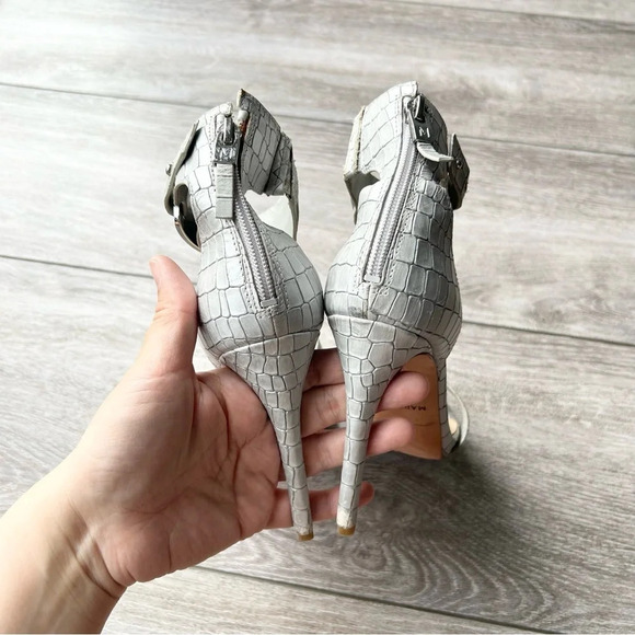 GUESS  by Marciano Silver Croc Print Stiletto Heels All Leather - Picture 9 of 15